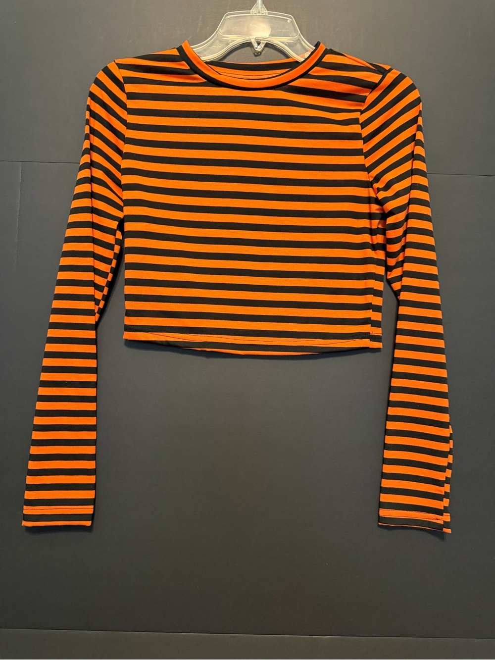 SHEIN Orange and Black Striped Crop Top